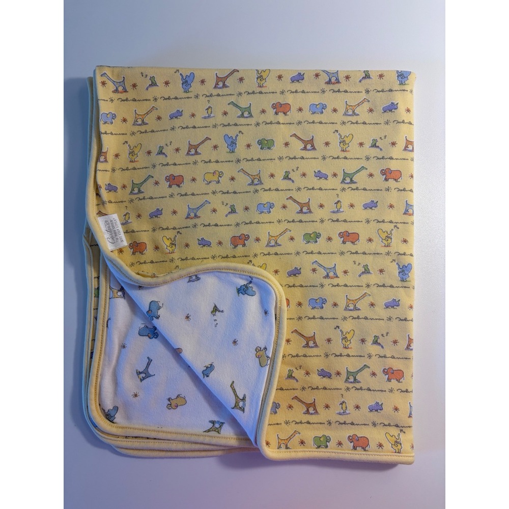 Vintage Carters John Lennon Baby Blanket Yellow Animals Reversible